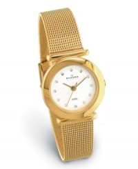 Make every day golden! The gold-tone, stainless steel, mesh bracelet and round, white dial combine for a sleek sensibility. Features ultraslim Japanese quartz. Water resistant up to 3 ATM. Lifetime imited warranty. Make every day golden! The gold-tone, stainless steel, mesh bracelet and round, white dial combine for a sleek sensibility. Features ultraslim Japanese quartz. Water resistant up to 3 ATM. Lifetime imited warranty.
