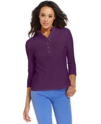The classic polo top gets a feminine spin from Charter Club, thanks to a pretty ruffled collar and placket. Try it with colored jeans! The classic polo top gets a feminine spin from Charter Club, thanks to a pretty ruffled collar and placket. Try it with colored jeans!