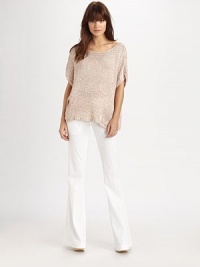 Slip into this delicate, extra soft crochet knit for a beautiful yet relaxed look. BoatneckDropped shouldersShort dolman sleevesDual front patch pocketsRibbed hem87% cotton/13% silkDry cleanImportedModel shown is 5'10 (177cm) wearing US size Small. Slip into this delicate, extra soft crochet knit for a beautiful yet relaxed look. BoatneckDropped shouldersShort dolman sleevesDual front patch pocketsRibbed hem87% cotton/13% silkDry cleanImportedModel shown is 5'10 (177cm) wearing US size Small.