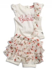 GUESS Kids Girls Baby Girl Logo Tee & Skirt Set, CREAM (24M) GUESS Kids Girls Baby Girl Logo Tee & Skirt Set, CREAM (24M)