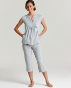 Go for a chic bedtime look in this cap sleeve top and matching capri pajama pants.