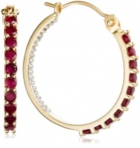 14k Yellow Gold Ruby and Diamond Inside-Out Hoop Earrings 14k Yellow Gold Ruby and Diamond Inside-Out Hoop Earrings