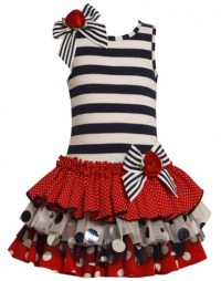 Size-6, Navy, BNJ-8036R Striped Knit to Multi Tiered Mix-Print Drop Waist Dress,R38036 Bonnie Jean Little Girls Girl Party Dress Size-6, Navy, BNJ-8036R Striped Knit to Multi Tiered Mix-Print Drop Waist Dress,R38036 Bonnie Jean Little Girls Girl Party Dress
