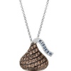 Sterling Silver Hershey Kisses Chocolate Brown CZ Pendant Necklace