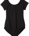 Capezio Girls 7-16 Short Sleeve Leotard,Black,M (8-10)