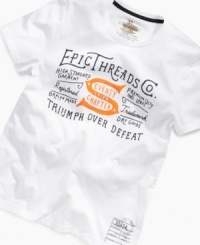 He can rock a grounded style with this graphic t-shirt from Epic Threads, which declares the company's proud pedigree. He can rock a grounded style with this graphic t-shirt from Epic Threads, which declares the company's proud pedigree.