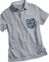 GUESS Kids Boys Big Boy Polo Shirt with Screen Pocket, GREY HEATHER (8/10)