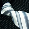 Brand New B. Boss Black White Striped. Silk Mens Neck Tie Zl1040