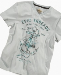 Lock it down. This v-neck t-shirt from Epic Threads gives him a solid style that anchors his casual style. Lock it down. This v-neck t-shirt from Epic Threads gives him a solid style that anchors his casual style.