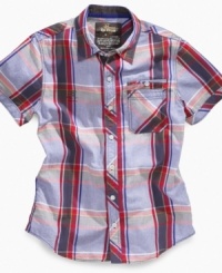 High marks for style: A back-to-school sport shirt from Epic Threads with sleeves just short enough to show off those biceps. High marks for style: A back-to-school sport shirt from Epic Threads with sleeves just short enough to show off those biceps.
