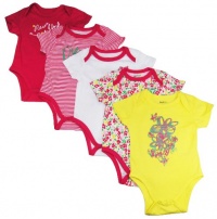 DKNY Baby Girls/Newborn 5pc Short Sleeve Vintage Flower Bodysuits sizes 0-9M DKNY Baby Girls/Newborn 5pc Short Sleeve Vintage Flower Bodysuits sizes 0-9M