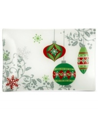 Serve up some Christmas spirit to friends and family this holiday season. This cheerful platter from Ganz feature festive ornaments in classic red and green colors for a very merry presentation. Serve up some Christmas spirit to friends and family this holiday season. This cheerful platter from Ganz feature festive ornaments in classic red and green colors for a very merry presentation.