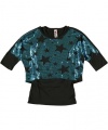 Beautees Bright Star 2-Piece Top (Sizes 7 - 16) - black/blue, 16