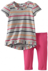 Splendid Littles Girls 2-6X Roller Rink Striped Grey Tunic Set, Heather Grey, 3T