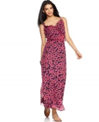 Maxi-mize your look this season with MM Couture's sultry printed dress. Flirty ruffles and a bold print provide extra sizzle! Maxi-mize your look this season with MM Couture's sultry printed dress. Flirty ruffles and a bold print provide extra sizzle!