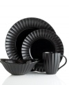 Into the black. Fluted borders commingle with contrasting matte and glossy glazes, giving the distinctive Dynasty Black Twilight place settings from Sasaki a decidedly modern allure. (Clearance)