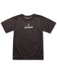 Inspiration on a tee. This Nike Jordan graphic tee will have him reaching for the basketball rim. Inspiration on a tee. This Nike Jordan graphic tee will have him reaching for the basketball rim.
