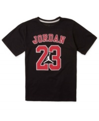 A classic adorned on a comfy tee. Support his love for one of the greatest athletes with this Jordan 23 tee from Nike. A classic adorned on a comfy tee. Support his love for one of the greatest athletes with this Jordan 23 tee from Nike.