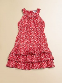 Cherries and a paisley print adorn this pretty ruffled frock with scalloped detail.Scalloped jewelneckSleevelessBack buttonsDrop-waistRuffled skirt95% cotton/5% spandexMachine washImported Please note: Number of buttons may vary depending on size ordered. Cherries and a paisley print adorn this pretty ruffled frock with scalloped detail.Scalloped jewelneckSleevelessBack buttonsDrop-waistRuffled skirt95% cotton/5% spandexMachine washImported Please note: Number of buttons may vary depending on size ordered.