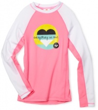 Roxy Kids Girls 7-16 Rocker Rashguard Shirt, Pink/White, X-Large Roxy Kids Girls 7-16 Rocker Rashguard Shirt, Pink/White, X-Large