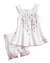 GUESS Kids Girls Newborn Girl Flyaway Dress with Bloomer , WHITE (3/6M)