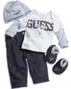 GUESS Kids Boys GUESS Kids Boys Tee & Pants Set with Hat &, WHITE (6/9M)