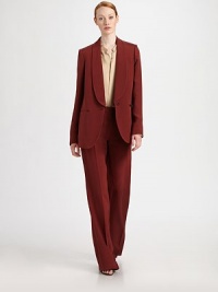 This chic menswear-inspired silhouette features a soft, on-trend shawl collar.Shawl collarButton closureWelt breast pocketSide welt pocketsVented cuffsBack ventFully linedAbout 28 from shoulder to hemSilkDry cleanImportedModel shown is 5'10 (177cm) wearing US size 4. This chic menswear-inspired silhouette features a soft, on-trend shawl collar.Shawl collarButton closureWelt breast pocketSide welt pocketsVented cuffsBack ventFully linedAbout 28 from shoulder to hemSilkDry cleanImportedModel shown is 5'10 (177cm) wearing US size 4.
