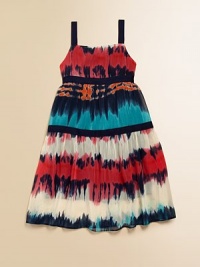 A dip-dye print gives this cute dress for little ones a seriously boho vibe.Wide spaghetti strapsTieredCotton taping at tiers and strapsButton-down back74% cotton/26% silkDry cleanMade in USA of Italian fabric A dip-dye print gives this cute dress for little ones a seriously boho vibe.Wide spaghetti strapsTieredCotton taping at tiers and strapsButton-down back74% cotton/26% silkDry cleanMade in USA of Italian fabric