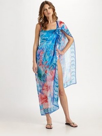 Capable of being worn in many ways, this multicolored-floral coverup has an unforgettable look.SilkHand washImported of Italian fabric Capable of being worn in many ways, this multicolored-floral coverup has an unforgettable look.SilkHand washImported of Italian fabric