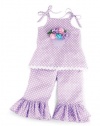 Baby Buds Flower Pot Flarey 2 Pc Outfit, Purple/White, 2T/3T