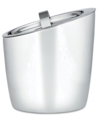 Keep drinks cool and guests refreshed with Gorham's contemporary ice bucket, featuring brilliant stainless steel with an angled lid. Includes tongs. Keep drinks cool and guests refreshed with Gorham's contemporary ice bucket, featuring brilliant stainless steel with an angled lid. Includes tongs.