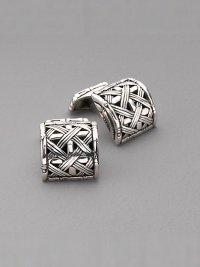 Sterling silver woven bamboo square cuff links. Handmade Imported