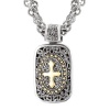 925 Silver Rectangular Celtic-Design Cross Pendant with 18k Gold Accents