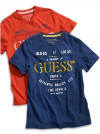GUESS Kids Boys Little Boys V-Neck Logo Shirt (2-7), BLUE (3T) GUESS Kids Boys Little Boys V-Neck Logo Shirt (2-7), BLUE (3T)