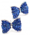Adorable Pretty Princess Bow Stud Earrings with Sparkling Blue Austrian Crystals