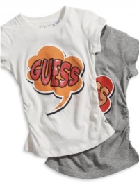 GUESS Kids Girls Little Girl Comic Thought Logo Tee, WHITE (3T) GUESS Kids Girls Little Girl Comic Thought Logo Tee, WHITE (3T)