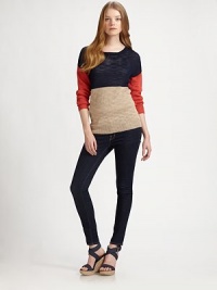 A classic silhouette is given a burst of warm color with contrasting panels in bold hues. BoatneckDropped shouldersLong sleevesRibbed trim at neckline, cuffs and hem58% linen/31% acrylic/11% nylonHand washImportedModel shown is 5'10 (177cm) wearing US size Small. A classic silhouette is given a burst of warm color with contrasting panels in bold hues. BoatneckDropped shouldersLong sleevesRibbed trim at neckline, cuffs and hem58% linen/31% acrylic/11% nylonHand washImportedModel shown is 5'10 (177cm) wearing US size Small.