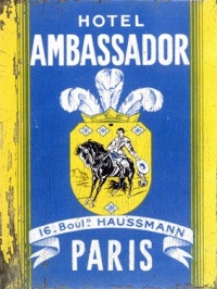 Hotel Ambassador Paris 30x40 Limited-Edition Artistic Planked Wood Sign Hotel Ambassador Paris 30x40 Limited-Edition Artistic Planked Wood Sign