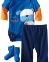 Bon Bebe Baby-boys Newborn Lets Play 3 Piece Pant Set, Blue/Orange, 0-3 Months