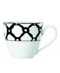 Designer kate spade takes basic black and white in a bold new direction with St. Kitts Exeter Road dinnerware. The dishes have a chainlink pattern that crisscrosses this bone china cup for striking everyday style. Designer kate spade takes basic black and white in a bold new direction with St. Kitts Exeter Road dinnerware. The dishes have a chainlink pattern that crisscrosses this bone china cup for striking everyday style.