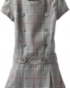 Nautica Girls 2-6X Short Sleeve Plaid Dress, Medium Grey Heather, 3T