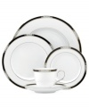 Better than ever. Lenox gives the beloved Hancock pattern a fresh white glaze and sumptuous platinum highlights in this updated oval platter. Celtic knots and enameled dots add elegant refinement to classic bone china.