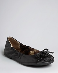 A rhinestone-studded cap toe cleverly contrasts the glittery gold upper of Sam Edelman's ballet flats. A rhinestone-studded cap toe cleverly contrasts the glittery gold upper of Sam Edelman's ballet flats.