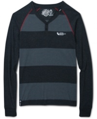Trendy and layerable henley by LRG with super thick horizontal stripes and made from 100% cotton for breathability and coziness. Trendy and layerable henley by LRG with super thick horizontal stripes and made from 100% cotton for breathability and coziness.