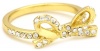 Kate Spade New York Skinny Mini Clear Gold-Tone Pave Bow Ring, Size 7