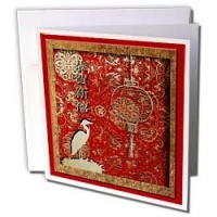 Beverly Turner Design - Crane and Lantern, Happy Chinese New Year in Chinese - Greeting Cards-12 Greeting Cards with envelopes Beverly Turner Design - Crane and Lantern, Happy Chinese New Year in Chinese - Greeting Cards-12 Greeting Cards with envelopes