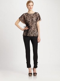 A fun and feminine take on classic pants, this sleek design features edgy, ankle zippers adorned by bows. Slash pocketsBack welt pocketsBow detail above ankle zipperInseam, about 2968% viscose/30% virgin wool/2% elastaneDry cleanMade in Italy of imported fabric Model shown is 5'10 (177cm) wearing US size 4. A fun and feminine take on classic pants, this sleek design features edgy, ankle zippers adorned by bows. Slash pocketsBack welt pocketsBow detail above ankle zipperInseam, about 2968% viscose/30% virgin wool/2% elastaneDry cleanMade in Italy of imported fabric Model shown is 5'10 (177cm) wearing US size 4.