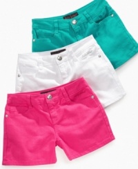 Brighten up her set of basics just in time for summer with these colorful shorts from Baby Phat. (Clearance) Brighten up her set of basics just in time for summer with these colorful shorts from Baby Phat. (Clearance)