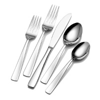 A simple and clean flatware pattern with mirror finish is perfect for any occasion! Set of 101 pieces includes: 12 5-piece place settings, 12 matching steak knives, 12 extra teaspoons, 12 extra salad forks, and 1 5-piece hostess set. A simple and clean flatware pattern with mirror finish is perfect for any occasion! Set of 101 pieces includes: 12 5-piece place settings, 12 matching steak knives, 12 extra teaspoons, 12 extra salad forks, and 1 5-piece hostess set.