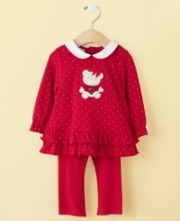 As she helps spread the Christmas spirit and cheer, she'll be comfortably cozy in this cute tunic and legging set by First Impressions. As she helps spread the Christmas spirit and cheer, she'll be comfortably cozy in this cute tunic and legging set by First Impressions.